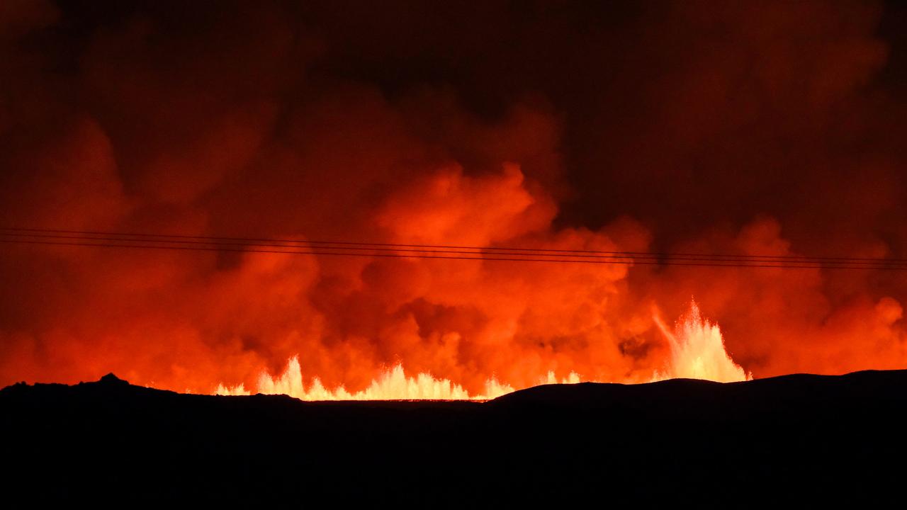 A view of a fissure on the Reykjanes peninsula. Picture: Kristinn Magnusson/AFP