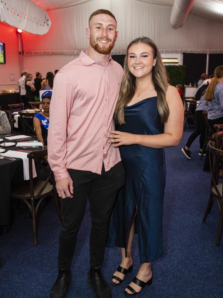 Austin Jennings and Maddie Stevens at the Toowoomba Rugby League gala presentation night 2022 at Clive Berghofer Grande Atrium Clifford Park, Friday, September 9, 2022. Picture: Kevin Farmer