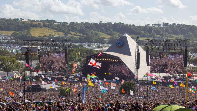 Crowds of people gather in front of the main Pyramid Stage to watch Diana Ross perform at the 2022 Glastonbury Festival. Picture: Getty Images