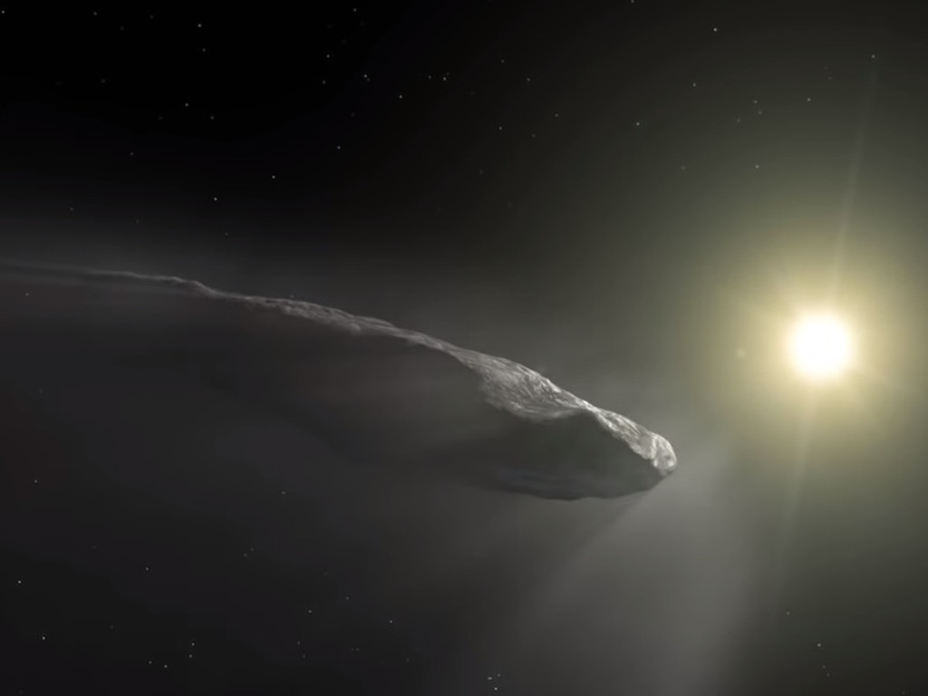 Oumuamua is the first-ever object spotted from beyond our solar system. Screengrab from video produced by Martin Kornmesser, ESA and NASA.