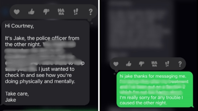 ‘A police officer saved my life. Then he sent a follow up text’