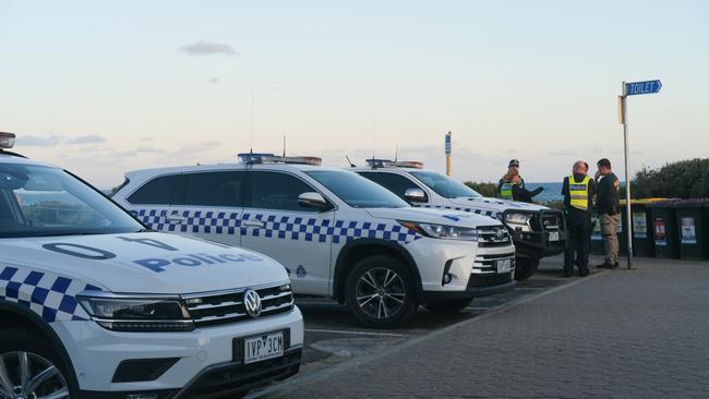 Police were called to Torquay beach on Thursday as large groups of teens gather on the hillside with alcohol in what appears to be party organised on social media. Picture: Shaun Viljoen