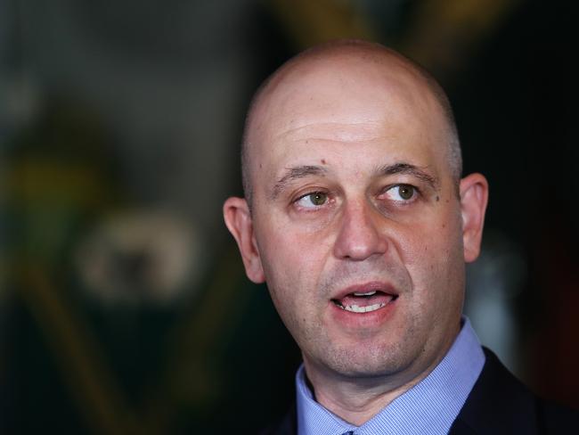 NRL CEO Todd Greenberg speaks to the media. Picture: Brett Costello