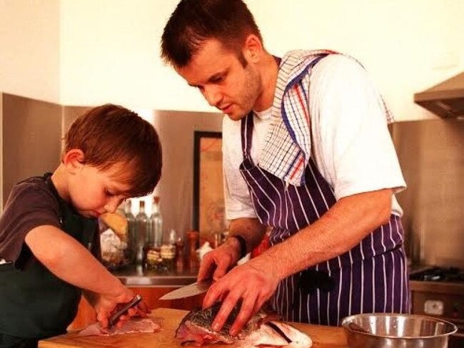 Max Dowzer-Strode as a boy with his father Jeremy Strode.