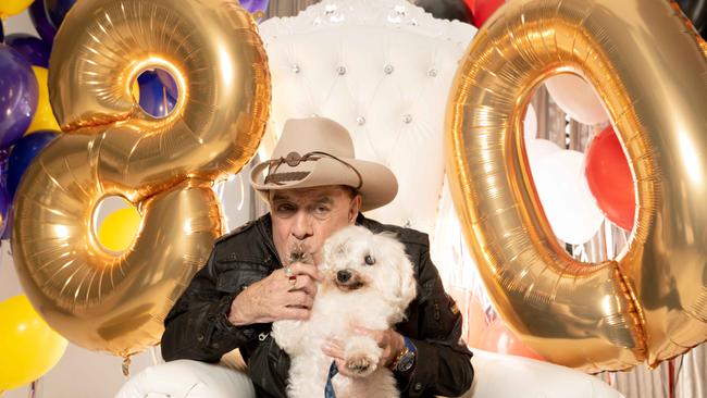 Molly Meldrum celebrates his 80th birthday with a private party at the The Prince Hotel in St Kilda. Picture: Tony Gough