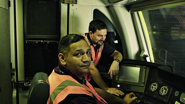 Train driver trainee Matau Hohaia, left, and coach Chris Haag. Pic: Justine Walpole