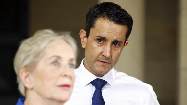 Opposition leader David Crisafulli has declared that Shadow Minister for Health Ros Bates will be Health Minister if he becomes Premier. Picture: Tertius Pickard.