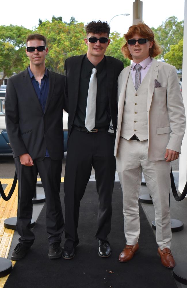 Toby Branch, Kyle Wallis and Harry O'Sullivan at the Burnside State High School formal 2023.