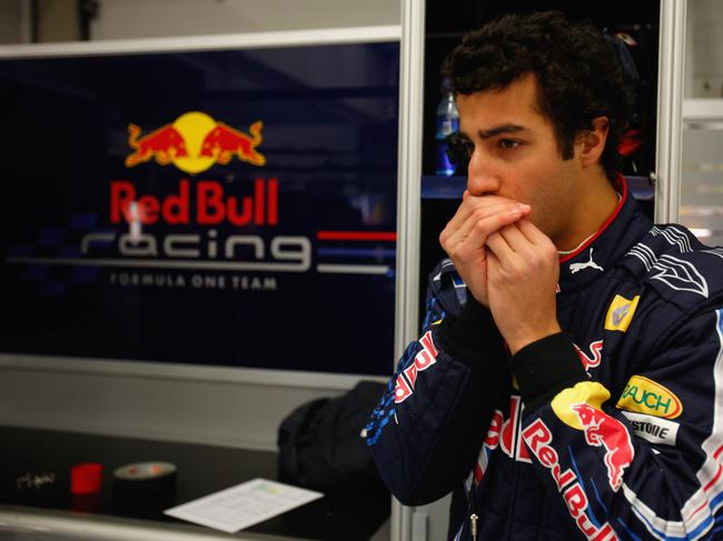 Daniel Ricciardo’s first day in F1, preparing to drive at the Circuito De Jerez in Spain. Picture: Mark Thompson/Getty Images