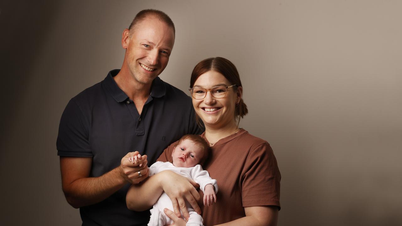 Proud parents Adam Smith and Alicia Read, with baby Millie, who was born in February at Hobart Private Hospital. Picture: Nikki Davis-Jones