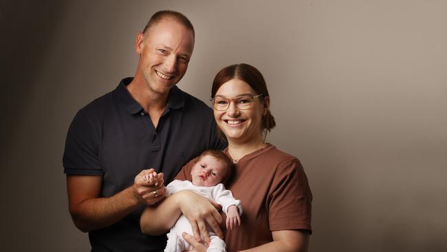 Proud parents Adam Smith and Alicia Read, with baby Millie, who was born in February at Hobart Private Hospital. Picture: Nikki Davis-Jones