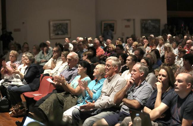 Community members at the Outer Sydney Orbital Macarthur Action group forum in April. Picture: Carmela Roche