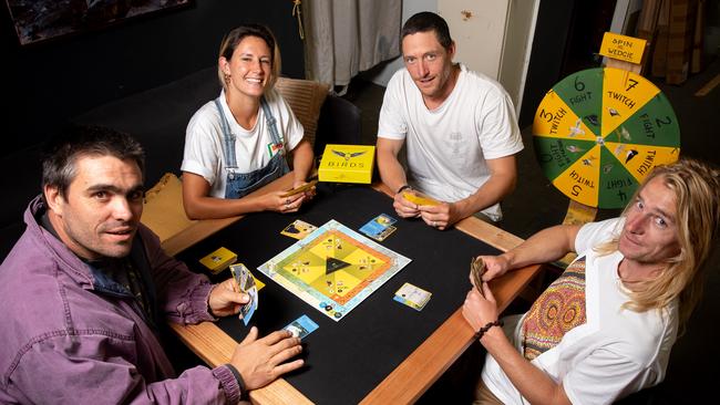 Chris Bury, Rosie Hastie, Thomas Friend, and Harrison Bowe in training for the A Game Called Birds tournament at Good Grief Studios. Picture: Linda Higginson