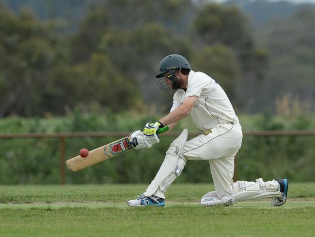 Mt Eliza’s Nick Baron made 25 in a team total of 40.