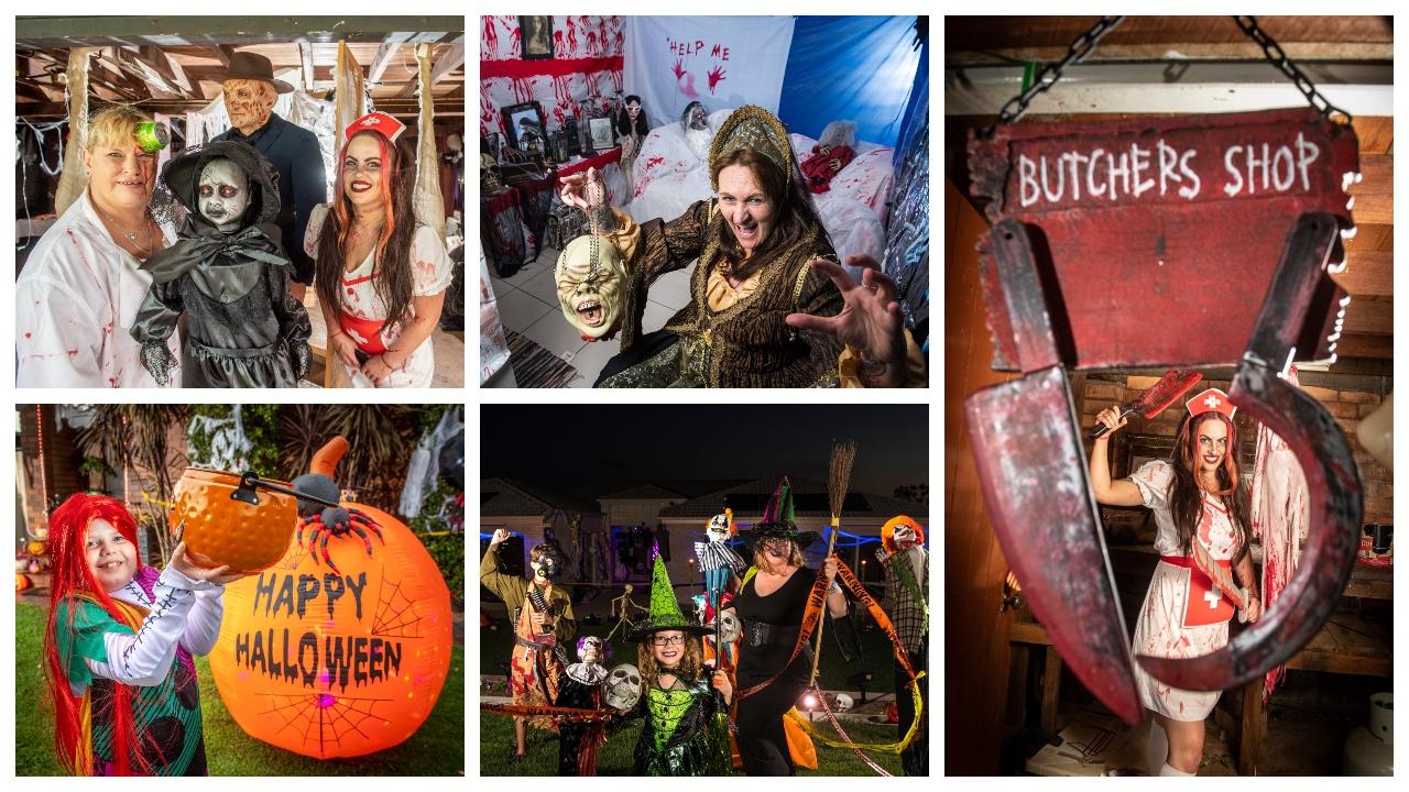 HAPPY HALLOWEEN: Here are just some of Toowoomba's Halloween enthusiasts who have transformed their homes into scare houses. Pictures: Nev Madsen and Kevin Farmer