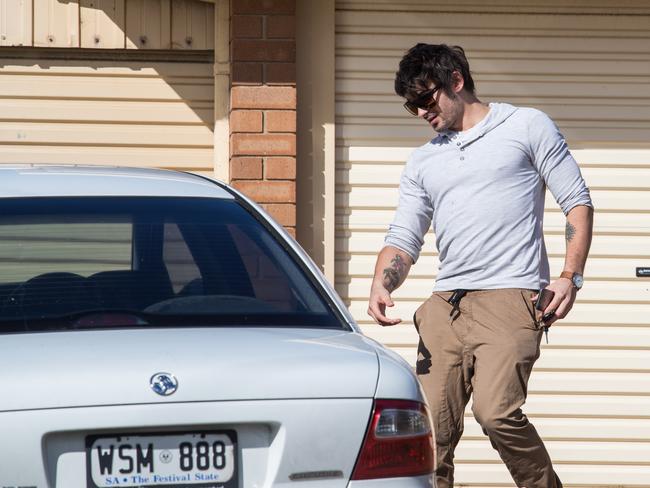 Scott Broadbridge leaving his home in Moana. Picture: Matt Loxton