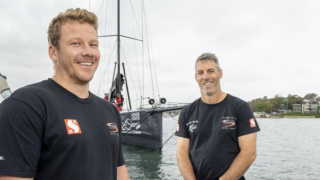 Central Coast sailors Nick Meyer and Scott Salter are part of the Scallywag supermaxi crew. Pic: Matthew Vasilescu.