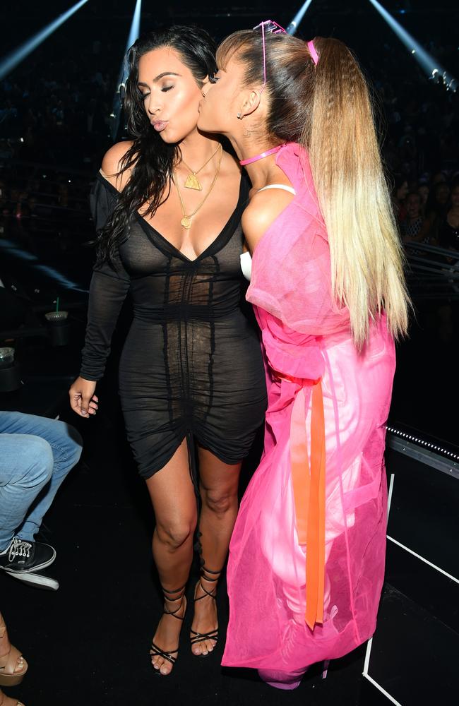 Kim Kardashian West and Ariana Grande attend the 2016 MTV Video Music Awards at Madison Square Garden on August 28, 2016 in New York City. Picture: Getty