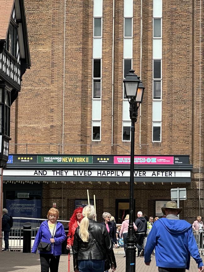 The local cinema showed their support for the couple on the day. Picture: Bronte Coy