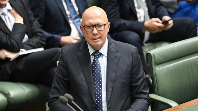 Peter Dutton during Question Time at Parliament House in Canberra. Picture: NewsWire/Martin Ollman