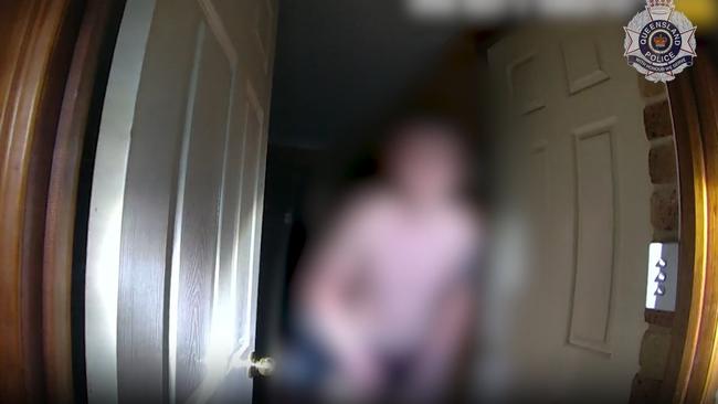 Footage taken from Davies’ arrest. Picture: QPS