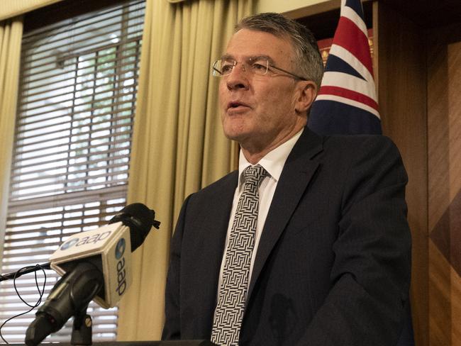 Shadow Attorney-General Mark Dreyfus during a press conference in Melbourne, Wednesday, May 1, 2019. Labor has called for the Liberal Party to sack Jeremy Hearn as the candidate for Isaacs after he was caught making anti-Muslim comments. (AAP Image/Alex Murray) NO ARCHIVING