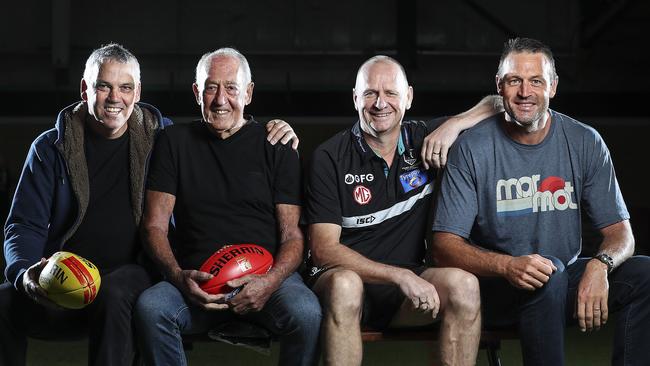 John Cahill (middle) with Mark Williams and Ken Hinkley at Alberton. Picture Sarah Reed.