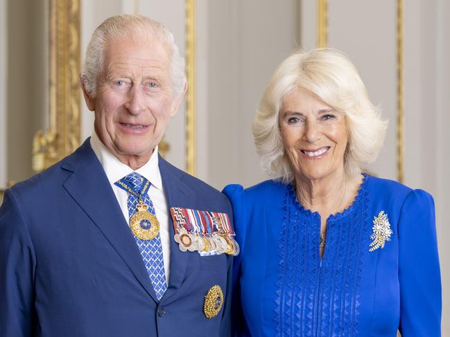 A supplied image obtained on Monday, July 15, 2024, shows the official Australian portrait of His Majesty King Charles III and Queen Camilla at Buckingham Palace in London, England. Picture: NewsWire / Supplied by Millie Pilkington, Buckingham Palace, via the Department of the Prime Minister and Cabinet