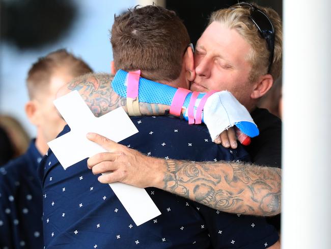 Friends and family attend the funeral of Zachary Jones at Mt Gravatt Crematorium Chapel. Pics Adam Head