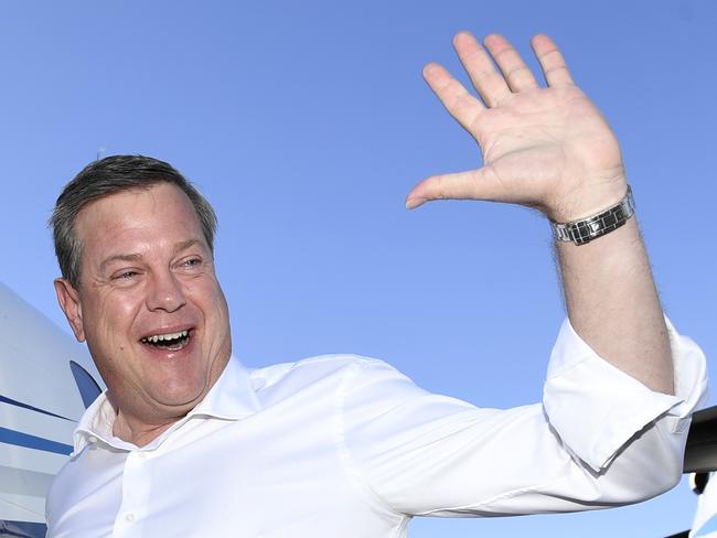 Queensland LNP leader Tim Nicholls is seen boarding a charter flight at Brisbane airport in Brisbane, Thursday, November 2, 2017. Nicholls is travelling to north Queensland as part of the 2017 Queensland election campaign. (AAP Image/Dave Hunt) NO ARCHIVING