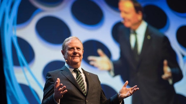 Former Federal Treasurer Peter Costello addresses UDIA national congress in Melbourne. Picture: Ned Meldrum