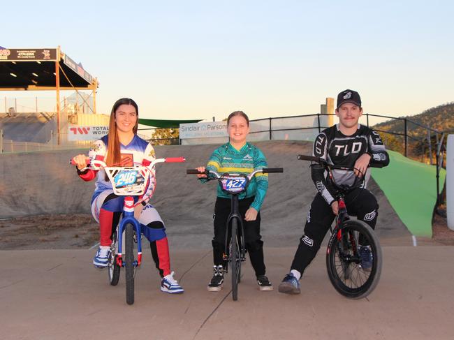 (From left) Townsville BMX riders Celeste Barr, Sofia McKenzie and Chaylen Twidale are keen to see a new facility in the city.