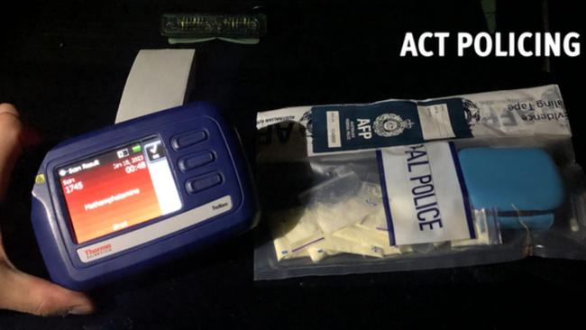 Bags of suspected illicit substances found by police. Picture: ACT Policing