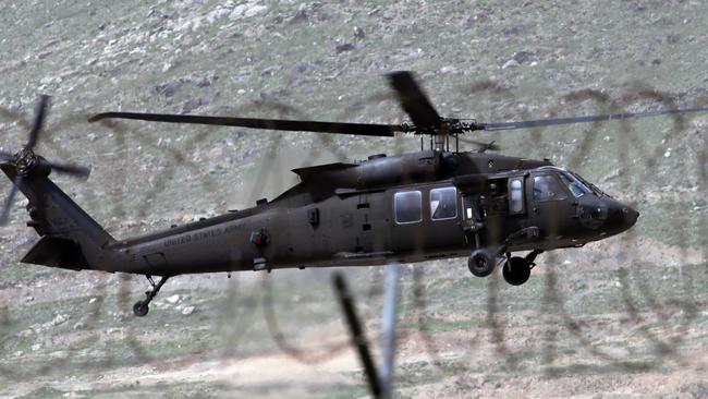 A US Black Hawk is part of the NATO air support to troops on the ground. Picture: Gary Ramage