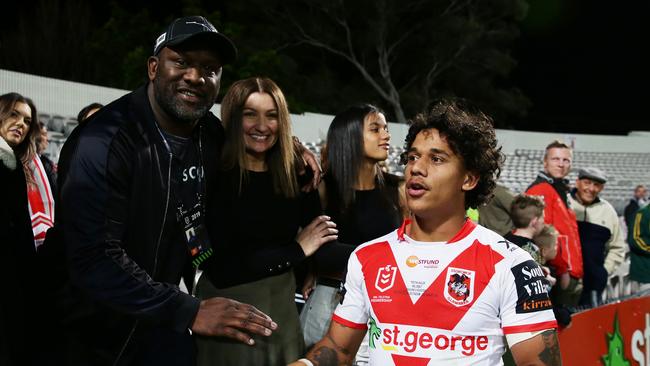 Wendell the proud dad after Tristan’s NRL debut. Photo by Matt King/Getty Images