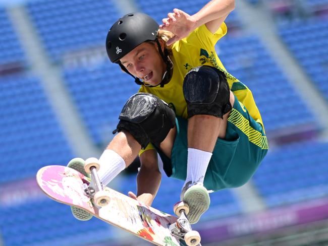 Keegan Palmer bagged skateboarding’s first gold medal. Picture: Getty Images