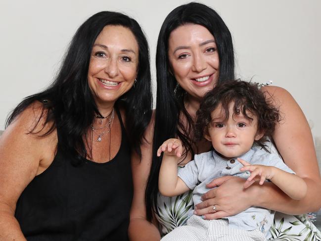 Natalie Dagli with son Gabriel and Merle Ware. Picture: Richard Dobson