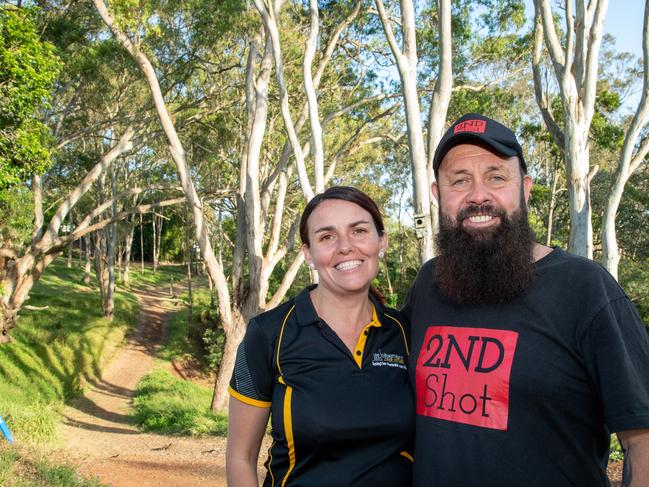 Raising funds to ensure the Basement Soup Kitchen continues to support the homeless in Toowoomba, Tiff and Nat Spary from the Base Services, at the annual Hike for Homeless held at Jubilee Park. October 19th, 2024