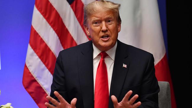 US President Donald Trump speaks during a bilateral meeting with Italy's Prime Minister Giuseppe Conte (unseen). Picture: AFP