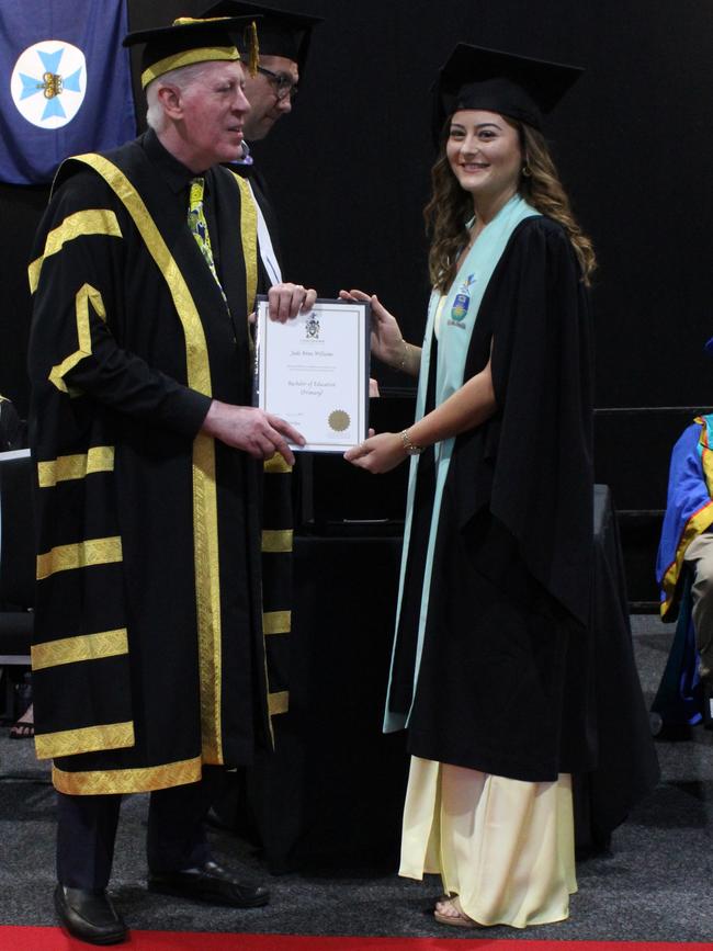 Jade Williams graduated with a Bachelor of Education (Primary) at the CQUniversity graduation ceremony in Bundaberg on December 14, 2023.