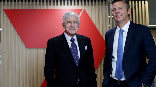 Seven West media boss Kerry Stokes pictured with new Seven CEO James Warburton. Picture: Nikki Short