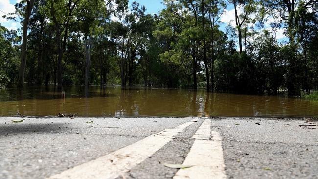 Floodwater submerges the road at Cattai Ridge Road, near Hidden Valley Lane, in Glenorie, Picture: NCA NewsWire/Bianca De Marchi