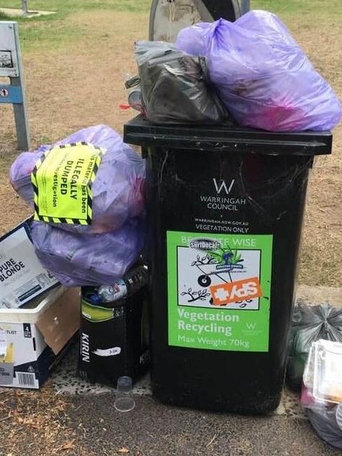 Rubbish overflowing recently on the northern beaches. 