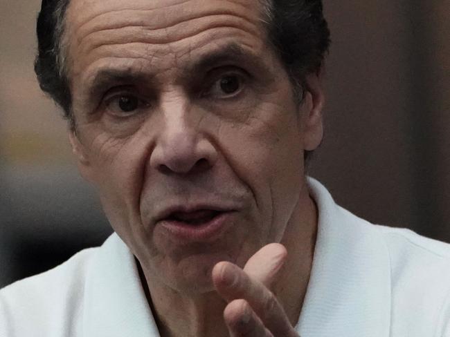 (FILES) In this file photo  New York Governor Andrew Cuomo speaks to the press at the Jacob K. Javits Convention Center in New York, on March 27, 2020. - America's coronavirus epicenter of New York recorded a new single-day high of 799 COVID-19 deaths April 9, 2020but Governor Andrew Cuomo said the rate of hospitalizations continued to fall.  Cuomo said 799 people died in the last 24 hours, outdoing the previous high of 779 announced on Wednesday, but added that the curve was flattening because of social confinement measures. (Photo by Bryan R. Smith / AFP)