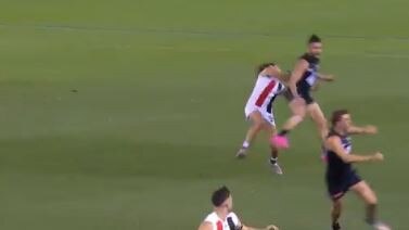 Williams’ hit on Clark. Picture: Fox Footy