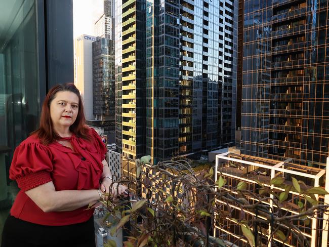 Southbank high rise resident Jannine Pattison says residents are concerned about invasive drones. Picture: Ian Currie