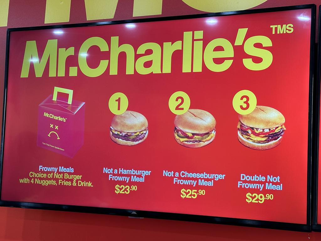 Frowny meal with “not a cheeseburger” costs $25.90. Picture: news.com.au