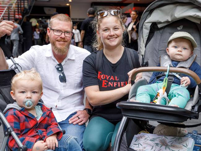 Andrew and Lauren Duff from the Central Coast suburb of Woongarrah with their sons Cobe, 18 months, and Chase, 6 months. Picture: Max Mason-Hubers