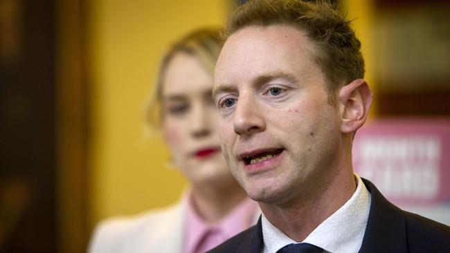 Opposition Leader David Speirs (foreground) and Liberal health spokeswoman Ashton Hurn. Picture: NCA NewsWire / Emma Brasier