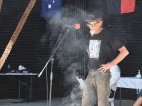 Uncle Andrew Johnstone gives the Welcome to Country at the 2021 Australia Day ceremony in Kyogle.